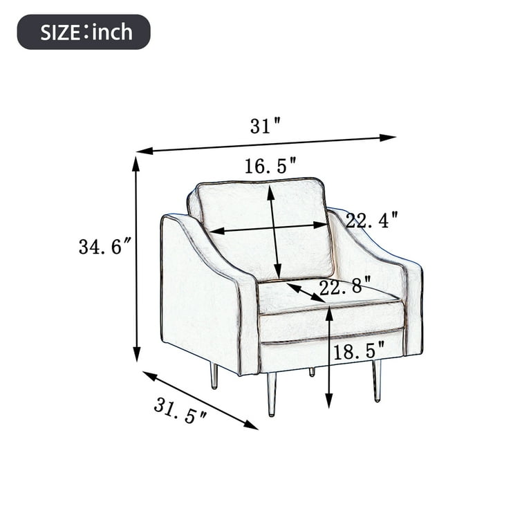 Armchair dimensions inches sale