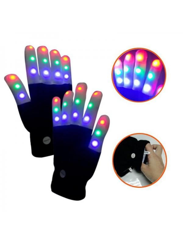 1 Pair LED Flashing Gloves Glow Light Up Finger Lighting Cool Rave Party xmas