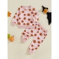 thumbnail image 4 of Caoirhny Baby Girl Halloween Outfits Long Sleeve Pumpkin Floral Print Tops + Pants Set Toddler Clothes, 4 of 8