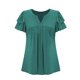 thumbnail image 5 of Camisetas Casuales de Manga Corta de las Mujeres con Cuello en V, Cuello Redondo, Color Sólido Blusa Ligera de Poliéster, 5 of 7