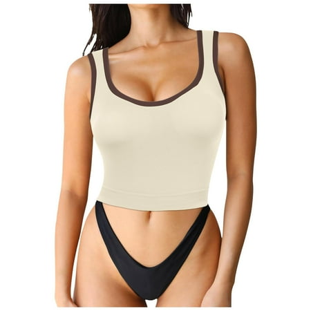 Youmylove Fashion Tops for Women Sweetheart Neckline Longline Sports Bra Padded Basic Workout Crop Tank Top Basic Trendy Clothes