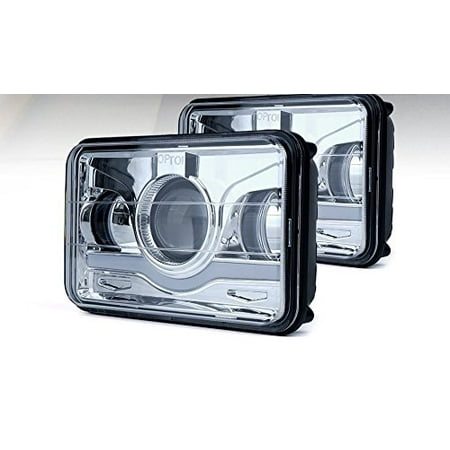 1983-1991 GMC Van - P Series Forward Control 4x6 H4651 H4652 H4656 H4666 LED PROJECTOR DRL Chrome Crystal Square Sealed beam Headlights Car Truck