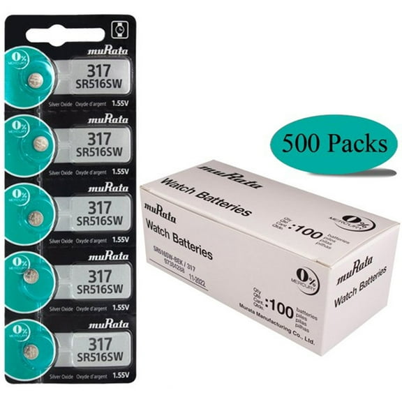 500X Murata 317 Battery Silver Oxide Watch Button Low Drain 1.55V SR516SW New Wholesale Pack