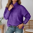 thumbnail image 2 of JIAYUE Women's Sweater Solid Color Turtleneck Long Sleeve Button Down Knit Pullover For Fall Winter Warmth Comfort Classic Female Tops, 2 of 5