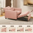 thumbnail image 6 of Noelse 3-in-1 Pink Velvet Convertible Chair Bed, Pull Out Sleeper Chair with Adjustable Backrest, Soft Upholstered Accent Chair Bed for Bedroom Living Room Small Space, 6 of 7