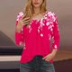 thumbnail image 2 of Blusas para las Mujeres Casual, 3/4 Manga Floral Estampado Camiseta de Moda Top Hecho de Poliéster Transpirable Suave para el Uso Diario de Primavera Otoño, Tops de Blusa para las Mujeres, 2 of 7