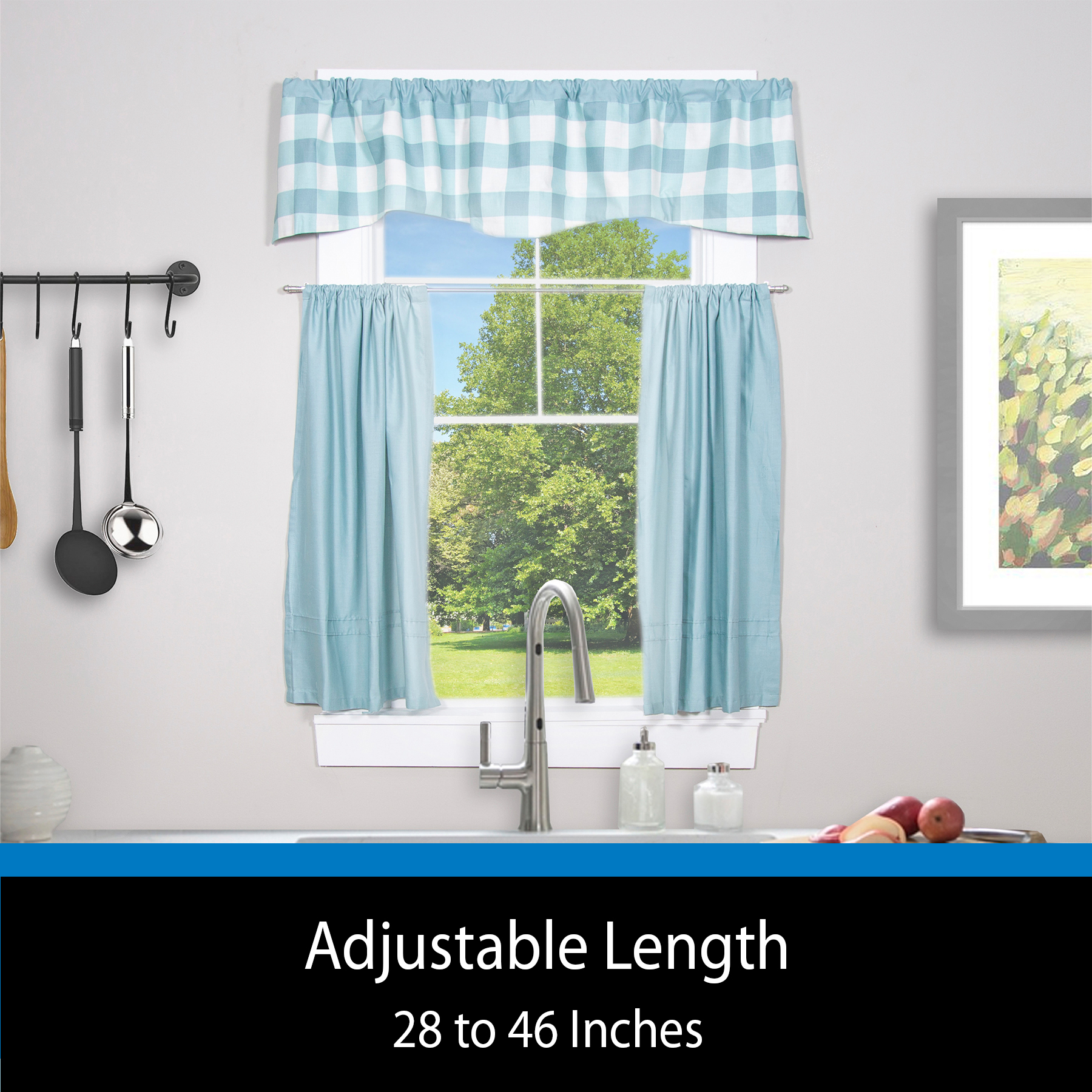 Mainstays 2" Metal Wrap Adjustable Curtain Rod, 28-46", Black Finish