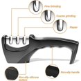 thumbnail image 2 of Knife Sharpener, 3 in 1 Professional Knife Sharpener, Manual Knife Sharpener Sharpener, Knife Sharpener for Stainless Steel Knives of All Sizes(Black), 2 of 5