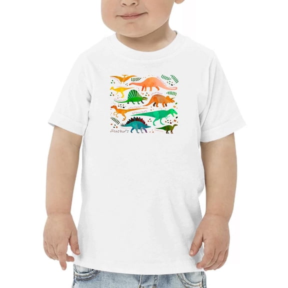 Watercolor Dinos Pattern T-Shirt Toddler -Image by Shutterstock, 5 Toddler