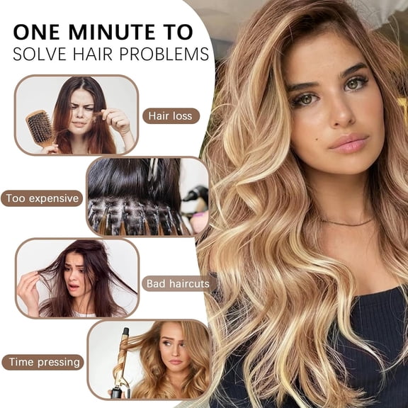 WEIF-20 Inch Clip on Hair Extensions for Women 4PCS Long Wavy Reddish Brown Highlighted Beige Blonde Clip in Synthetic Hair Extensions for Wedding Use