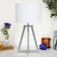 thumbnail image 3 of Creekwood Home 19" Tripod Table Lamp With Drum Fabric Shade, Modern Accent Lighting For Living Room, Office, Bedroom, Gray, White, 3 of 6