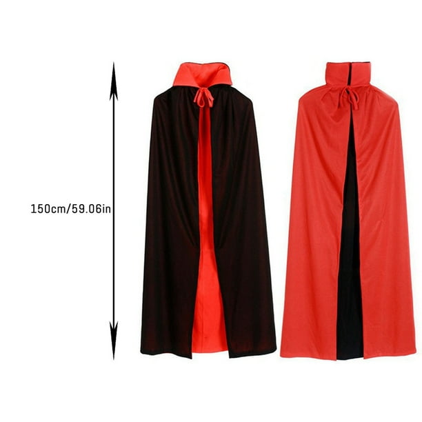 Capa De Vampiro De Doble Capa Para Halloween – Tejido Suave Y Transpirable, Cuello Alto, Talla Única De 120 Cm, Perfecta Para Disfraces Góticos, Fiestas Y Cosplay
