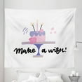 thumbnail image 1 of Saying Tapestry, Make a Wish Lettering Birthday Themed Colorful Pastel Cake Party Design, Fabric Wall Hanging Decor for Bedroom Living Room Dorm, 5 Sizes, Ceil Blue and Baby Pink, by Ambesonne, 1 of 1