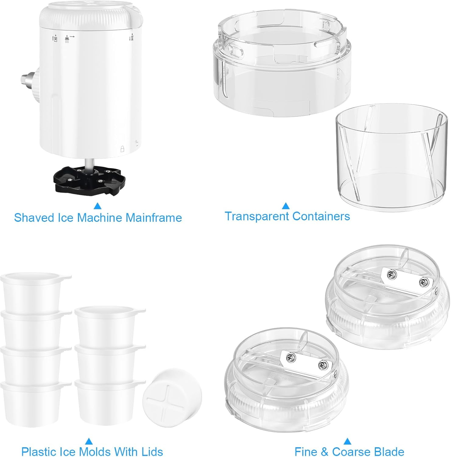 Ice  Maker Attachment for  Mixers with Shaved Ice Function and 8 Ice Molds