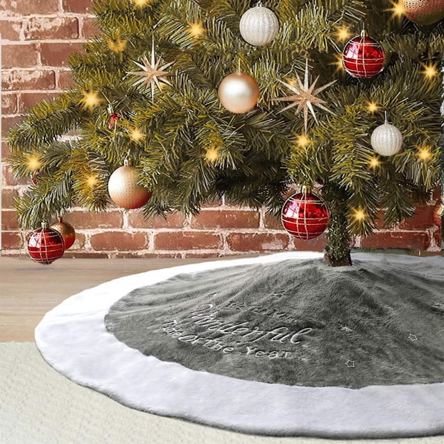 Falda para árbol de Navidad Dremisland, lujosa, piel sintética, 122 cm