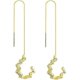 thumbnail image 1 of 925 Sterling Silver Wave Curved Cuff Earrings Wrap Tassel Earrings for Women Teen Girls Dangle Earrings Thread Chain C-Gold -, 1 of 5