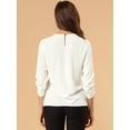 thumbnail image 5 of DARING DIVA Round Neck Keyhole Pleated Shirred Work Top 2XL White, 5 of 6