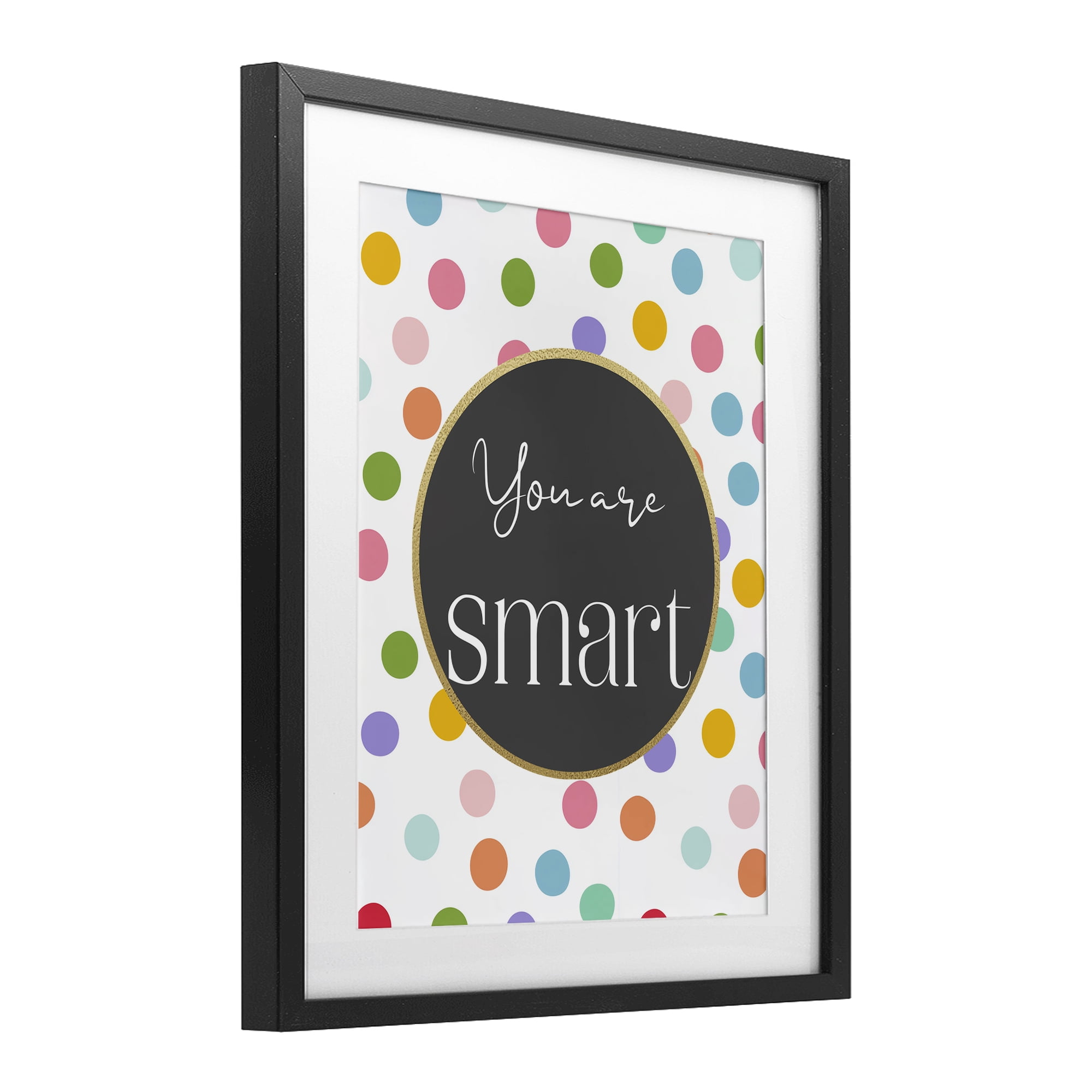 Stupell Industries You Are Smart Polka Dots Black Framed Print Under Glass, design by Christine Simpson Art