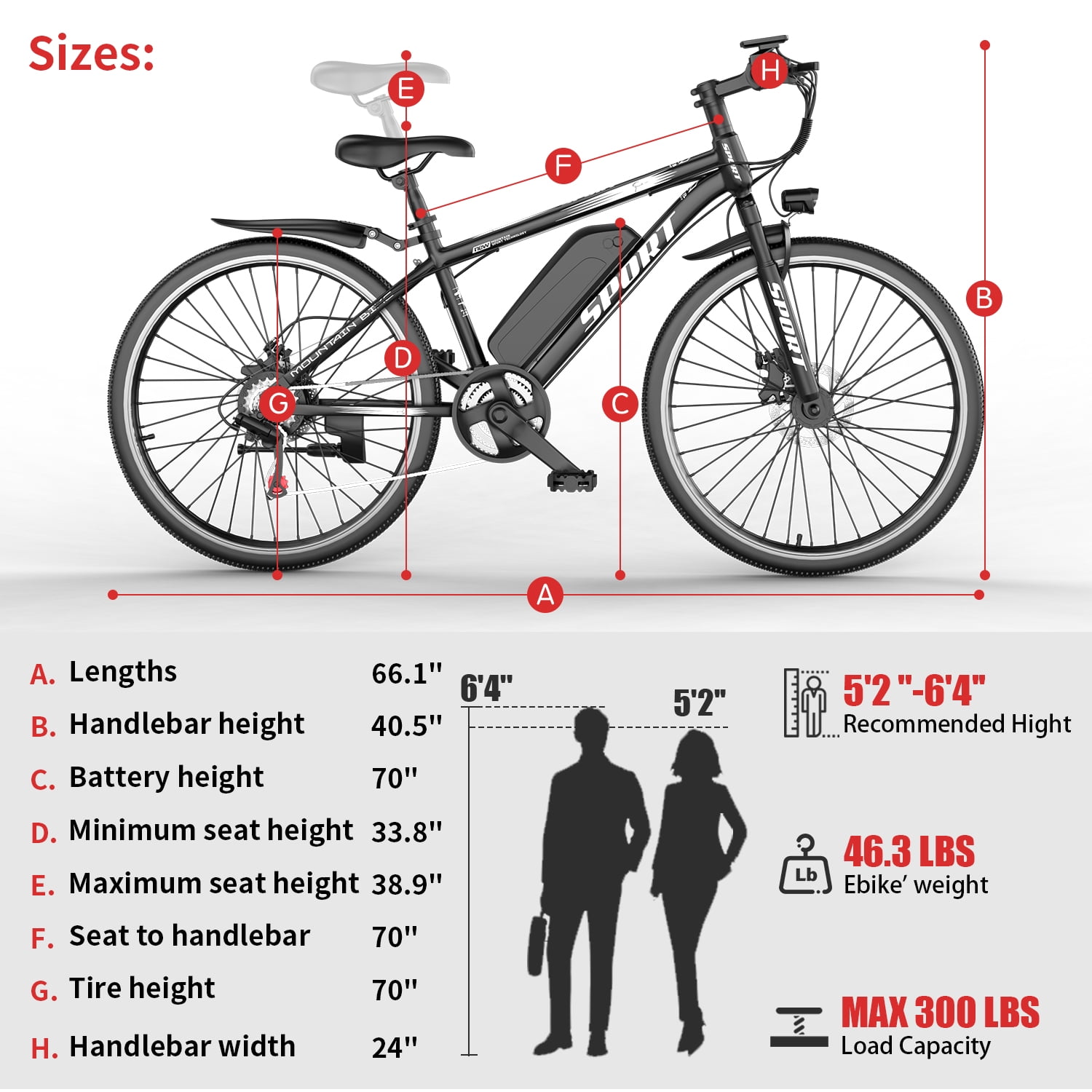 26" Electric Bike for Adults with Peak 750W Brushless Motor, 35Miles 22MPH Commuting Electric Mountain Bike with 360Wh Removable Battery, 7-Speed, Front Fork Suspension