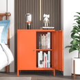thumbnail image 5 of LNGZOE 2 Door Metal Locker Storage Cabinet with 1 Adjustable Shelves-Steel Locker cabinetfor Bedroom, Bedside, Office Room,2-Tier (Small Metal Door, Orange), 5 of 11