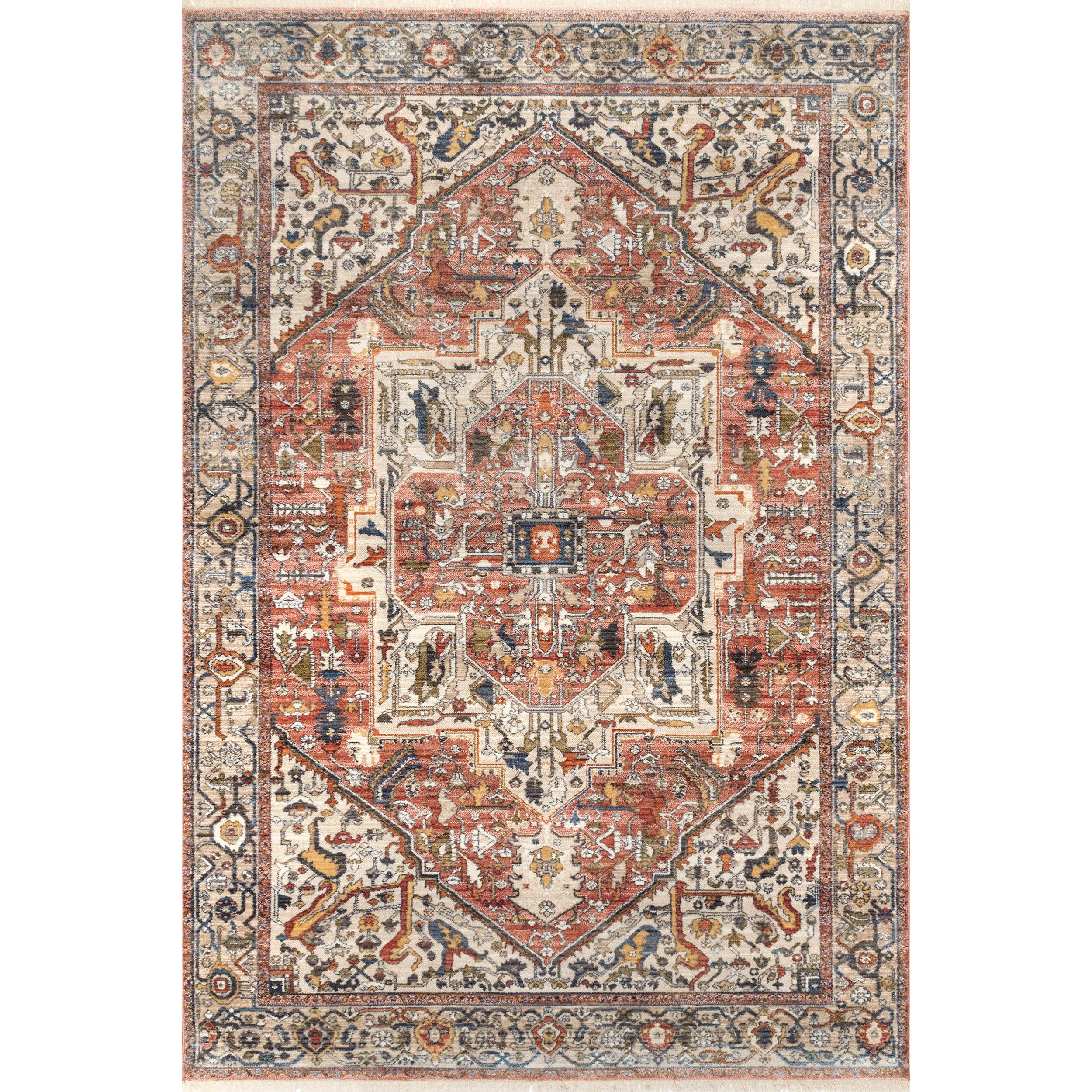 nuLOOM Harriet Vintage Medallion Fringe Runner Rug, 2' 6" x 6', Orange