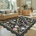 thumbnail image 2 of Garvee 9'x12' Snake Floral Area Rug Scalloped Rug, Machine Washable Farmhouse Indoor Carpet Non-Slip Low Pile Accent Rug for Living Room Bedroom Dining Room， Black, 2 of 8