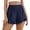 Navy, variant on Summer Shorts for Women Boho Elastic Waist Ruffle Casual Hollow Out Embroidered Beach Bottoms with Pockets