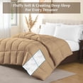 thumbnail image 2 of 100% Cotton All Season 1pc Box Stitched Comforter, Duvet Insert Cover, Pattern Solid Taupe Color Oversized King (120"x98") Size Machine Washable Lightweight, 2 of 6