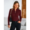 thumbnail image 6 of PRETTYGARDEN Fall Quarter Zip Pullover Sweaters for Women Long Sleeve Collared Fitted Ribbed Knit Tops, 6 of 8