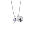 thumbnail image 2 of Delight Jewelry Silvertone Small Fairy with Purple Wings Silvertone Script Initial Disc - I - Charm Necklace, 20"+3", 2 of 4