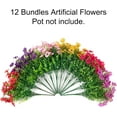 thumbnail image 2 of Sanmadrola Artificial Flowers for Outdoor Indoor Garden Home Decoration, Faux Flower Daisy with Eucalyptus Leaves Fake Plants Greenery Boxwood Porch Patio, 12 Bundles (Mix Pink Red Purple Yellow), 2 of 7