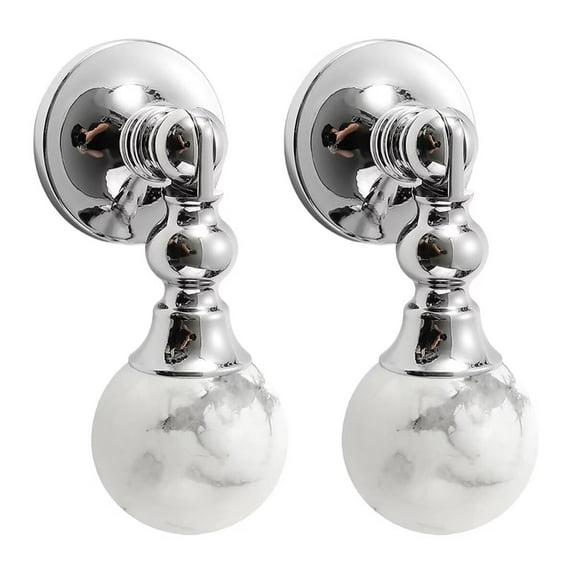 HDJNal 2pcs Marble Pattern Cabinet Handles - Modern Stone Polished Chrome Aluminum Drawer Knobs with Solid Brass Base Pull for Bathroom Kitchen Dresser,White