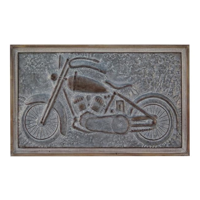 Cheungs 5037 Wood Framed Metal Motorcycle Wall Decor