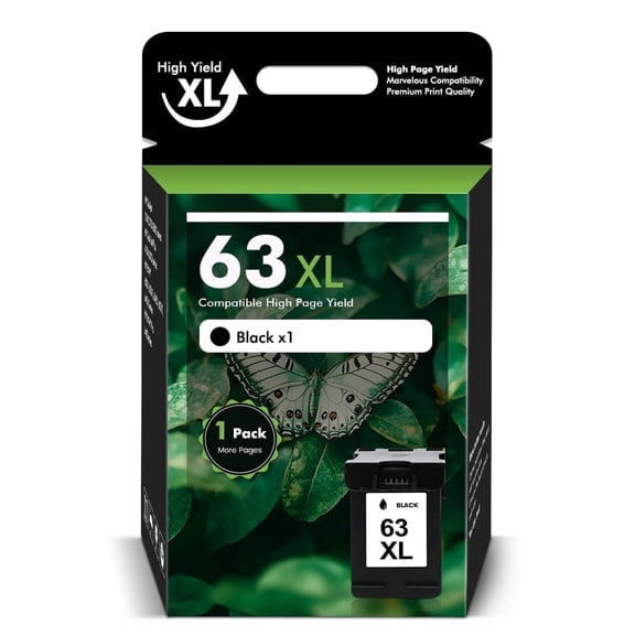 63XL Ink Cartridges Compatible for HP 63 63XL for Envy 4510 4520 OfficeJet 4650 4655 3830 5255 5258 Deskjet 3630 3632 1112 2132 2130 HP63XL (1 Pack Black)