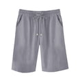 thumbnail image 4 of RYRJJ Cotton Linen Shorts for Women Knee Length Plus Size Summer Casual Beach Elastic Waist Drawstring Comfy Trendy Shorts(Gray,L), 4 of 5