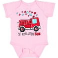 thumbnail image 3 of Inktastic Set My Heart on Fire Valentine Fire Truck with Hearts Boys or Girls Baby Bodysuit, 3 of 5