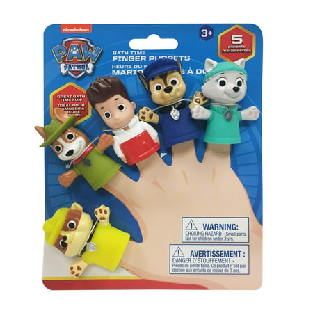Nickelodeon Paw Patrol Bath Finger Puppets, Chase & Friends