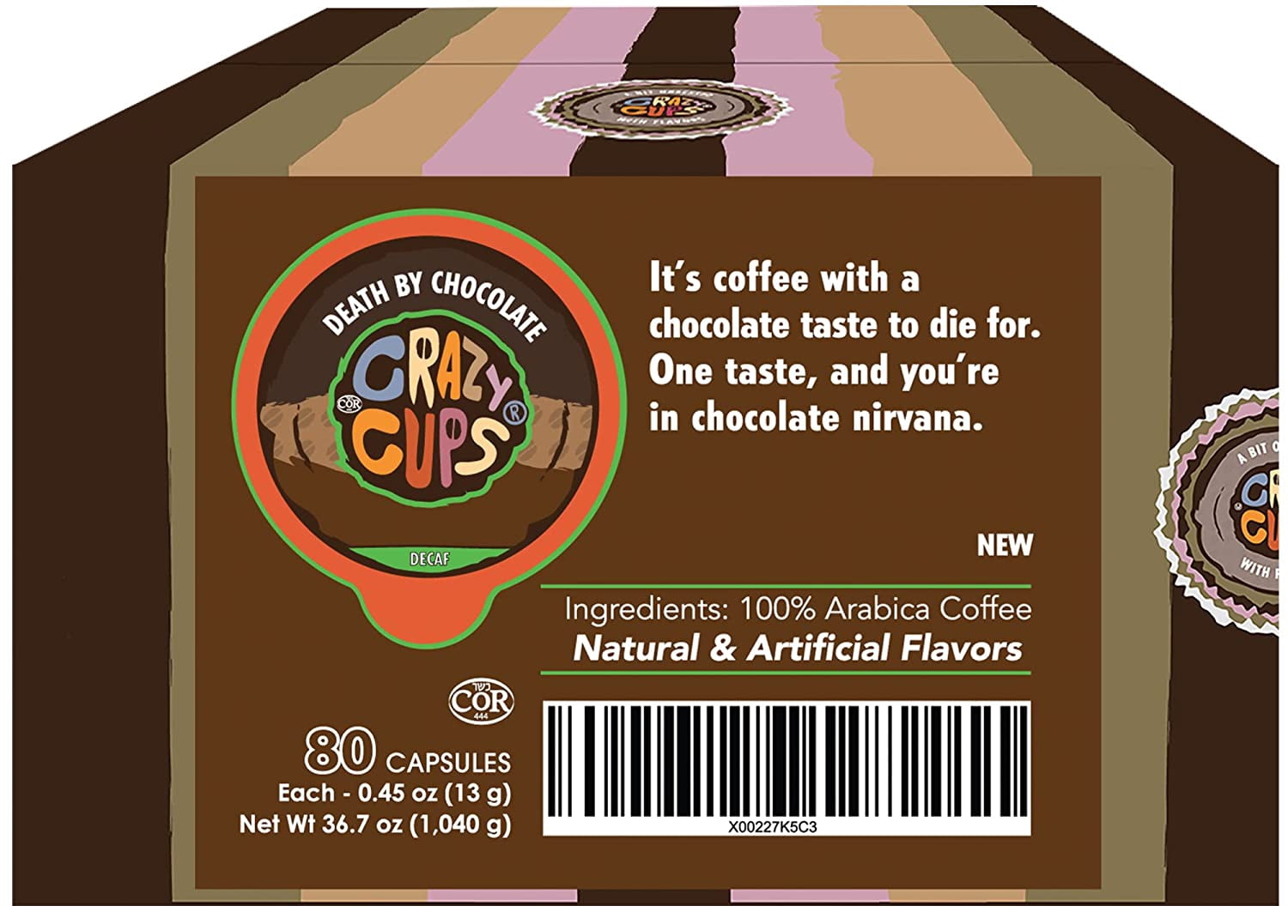 Crazy Cups Decaf Flavored Hot or Iced Coffee, for the Keurig K Cups 2.0 Brewers, Death By Chocolate, 80 Count