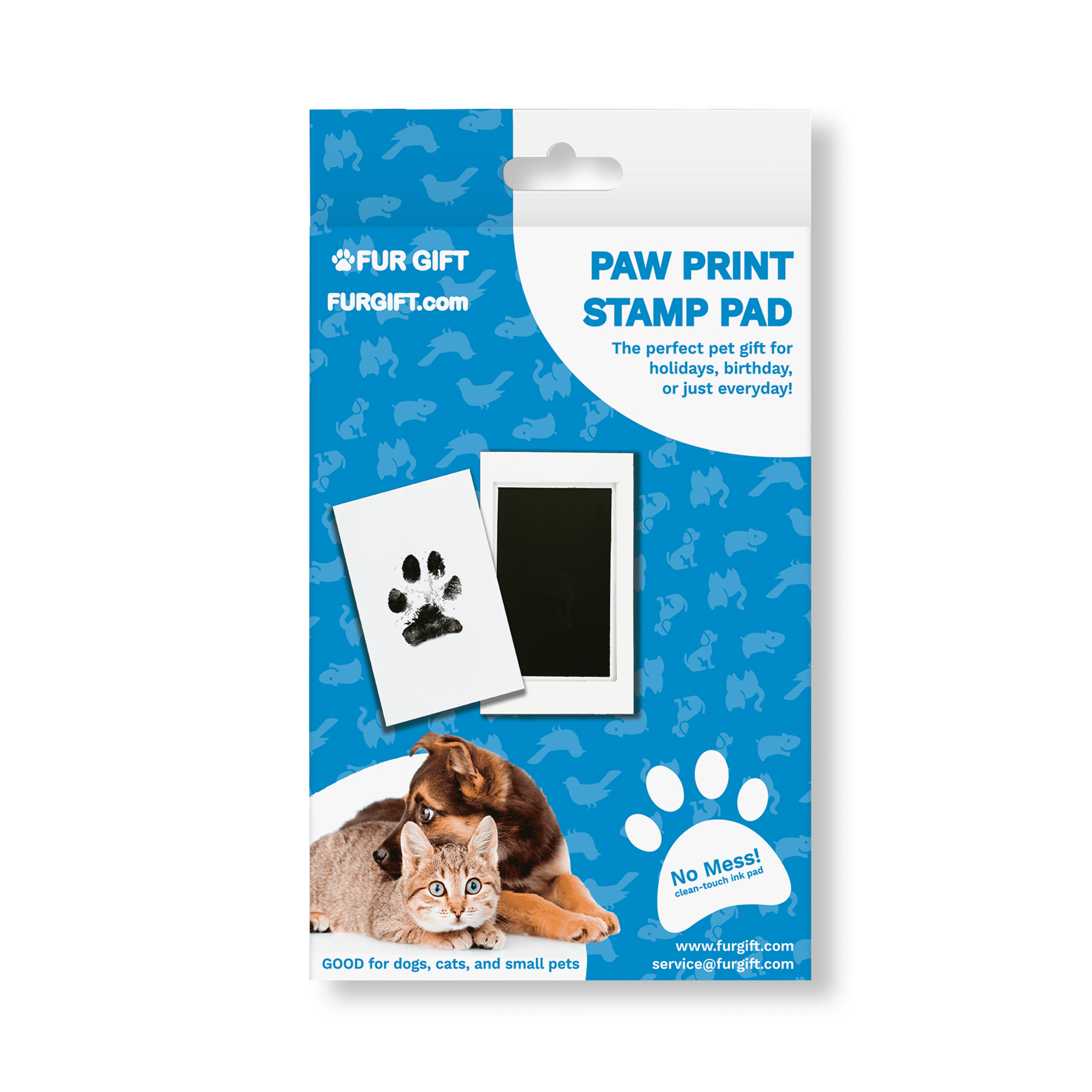 Fur Gift Paw Print Stamp Pad, 100% Pet Safe, Pet Paw Print Kit, No-Mess Ink Pad, Imprint Cards, Pet Memorial Keepsake, Dogs, Cats, Small Pets, Pet