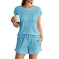 thumbnail image 6 of Seductiva Clothing Short Sleeve Pj Set Womens Pajama Set Cap Sleeve Set Tops and Ruffle Shorts Pj Sets Casual Sleepwear with Pockets, 6 of 7