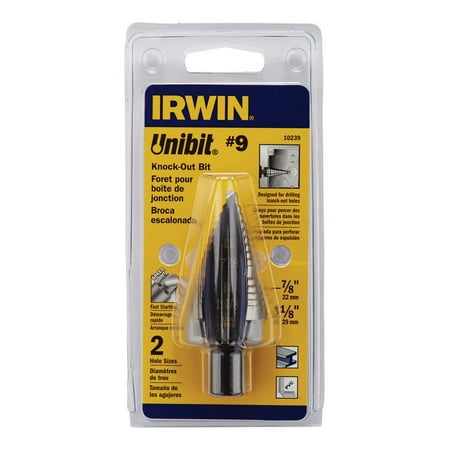 Irwin Unibit #9 in. Dia. x 6 L High Speed Steel Step Drill Bit 7/16 in. Square Shank 1