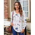thumbnail image 7 of Zeagoo Casual Long Sleeve Shirts for Women Boho Floral Blouse V Neck Work Tunic Tops Daily Wear, 7 of 7