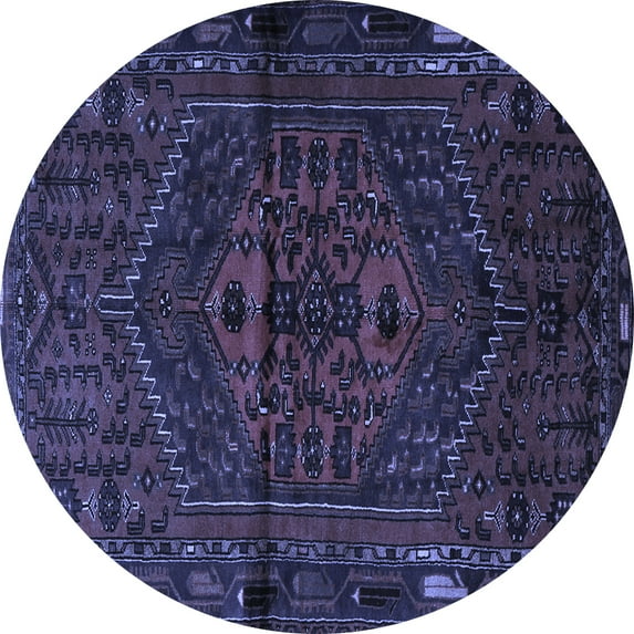 Ahgly Company Indoor Round Persian Blue Traditional Area Rugs, 7' Round