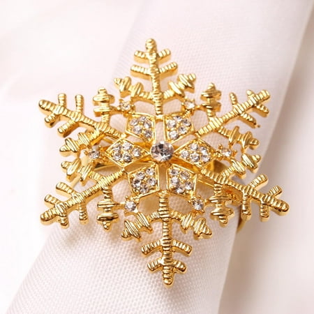 

XMNZMH High-end Christmas Tree Napkin Ring Bow Flower Wreath Mouth Ring Hotel Sample Room Set Table Christmas Napkin Buckle(Snowflake with diamond)