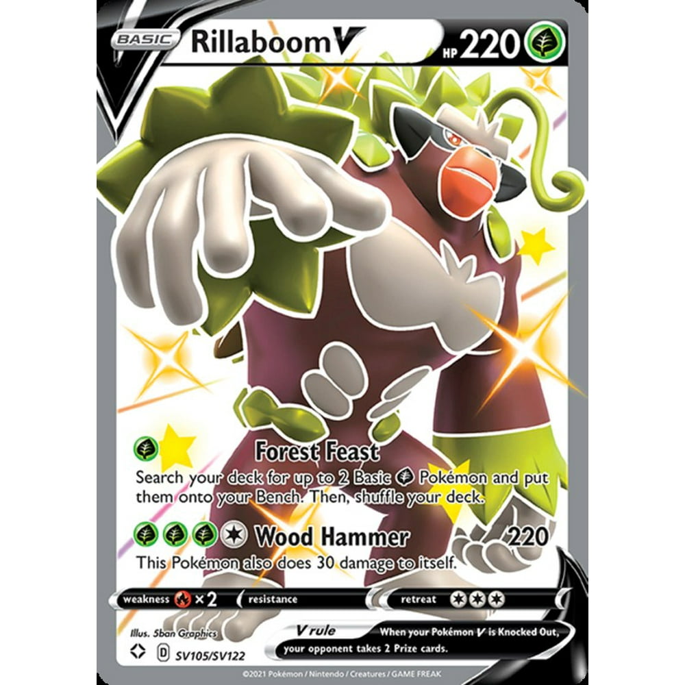 Pokemon Shining Fates Rillaboom V SV105 - Walmart.com - Walmart.com