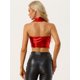 thumbnail image 3 of Corpiño de Color Brillante Metálico para Mujer con Cuello Halter Ajustador sin Mangas con Espalda Descubierta rojo XS, 3 of 6