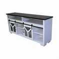 thumbnail image 6 of 65.3" Curved TV Stand with LED Ambient Lighting & Iron Mesh Barn Doors, Y-Shaped Design, White Wood Top & Walnut Base - Supports 75" TVs, 6 of 9