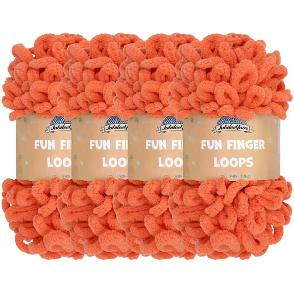 JubileeYarn Fun Finger Loops Yarn - Jumbo Polyester - 100g/Skein - Living Coral - 4 Skeins