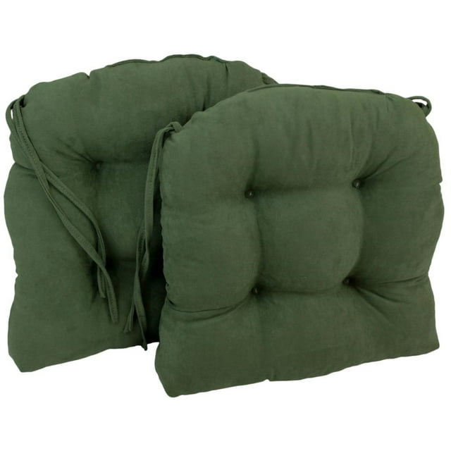 16-inch Solid Microsuede U-shaped Tufted Chair Cushions (Set of 2)