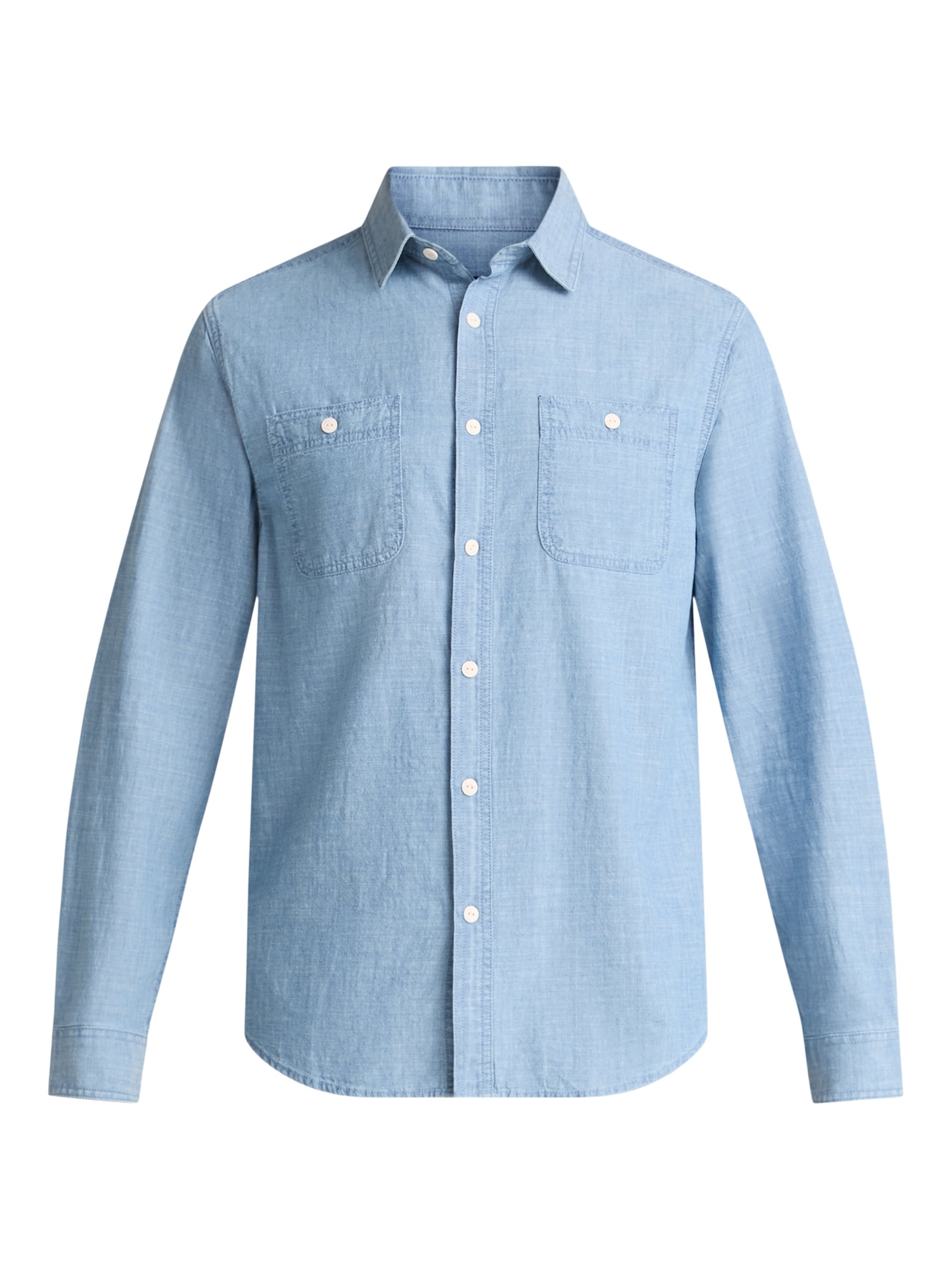 George Men's Chambray Button Shirt with Long Sleeves, Sizes S-3XL